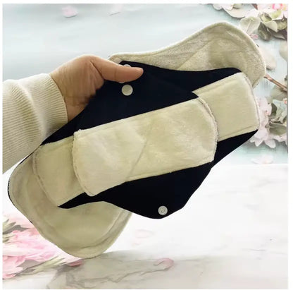 Pads Menstruels Lavables Noir – Pack de 4 | Lady Daily Lady Daily