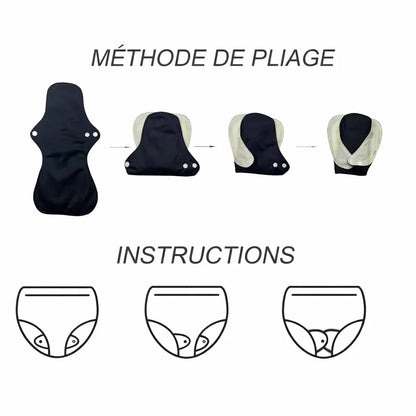 Pads Menstruels Lavables Noir – Pack de 4 | Lady Daily Lady Daily